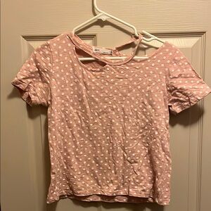 Pink Crop Blouse with Peter Pan Collar and Cut Out Design